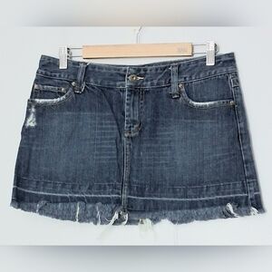 American Eagle Outfitters Denim Mini Skirt Size 8 Blue Raw Hem Y2K Pre-owned